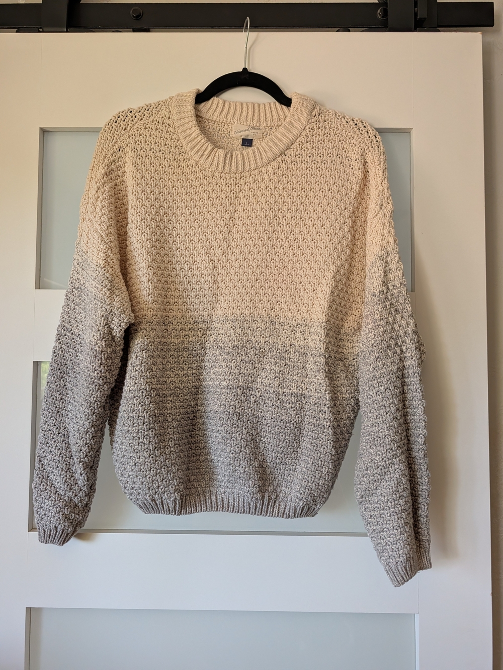 Universal Thread Women's Ombre Crewneck Sweater in Cream and Gray